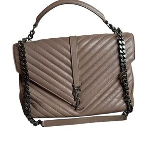 Yves Saint Laurent Quilted Tan Leather Shoulder Bag